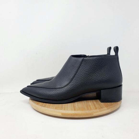 Everlane The Boss Bootie Womens 7 Black Leather Pebbled Pointed Toe Ankle Shoes - Picture 1 of 14